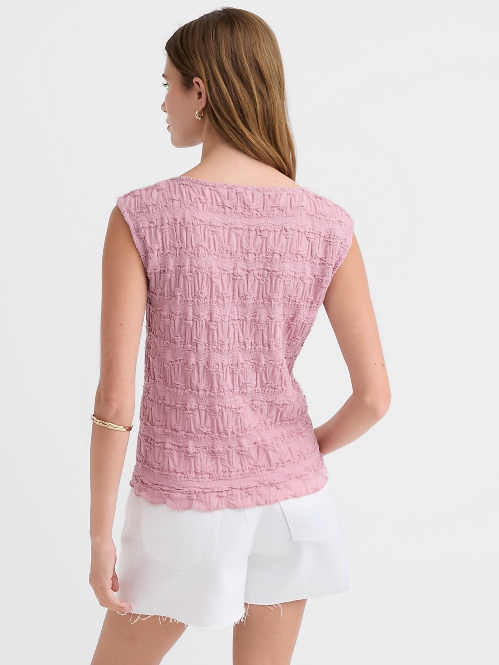LOFT Light Pink Puckered Sleeveless Tank - Picture 7 of 7